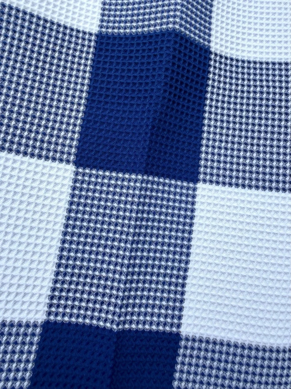 1970s CHECK GOLF PANTS Vintage Trouser Checked Blue & White Polyester Dress L